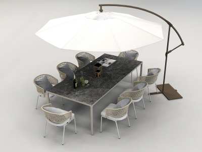 现代室外餐桌椅组合3D模型下载